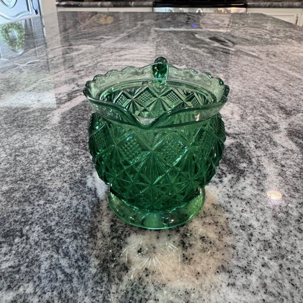 Vintage Anchor Hocking Wexford Green Creamer - Picture 4 of 7